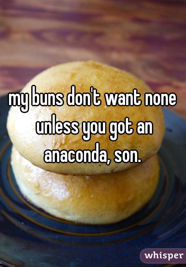 my buns don't want none unless you got an anaconda, son. 