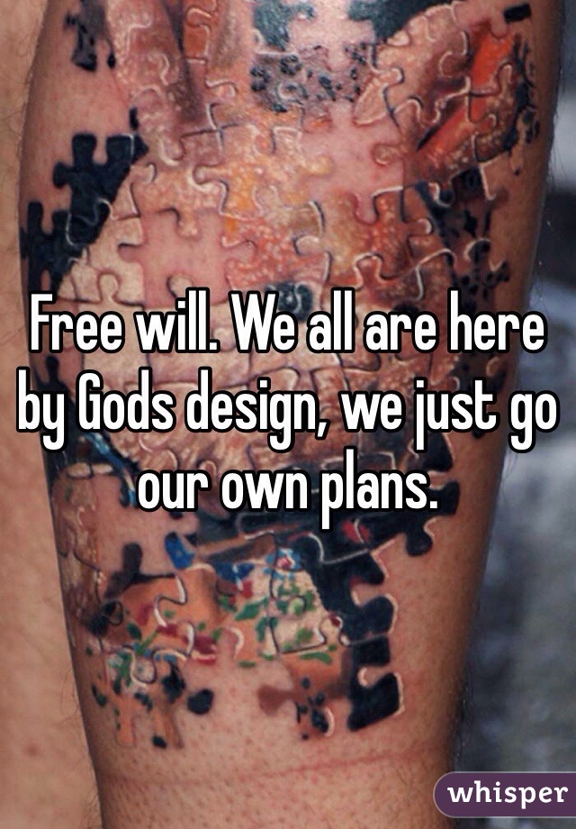 Free will. We all are here by Gods design, we just go our own plans. 