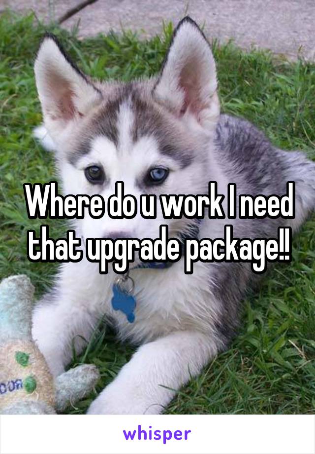 Where do u work I need that upgrade package!!