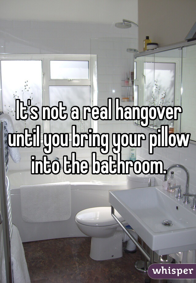 It's not a real hangover until you bring your pillow into the bathroom.