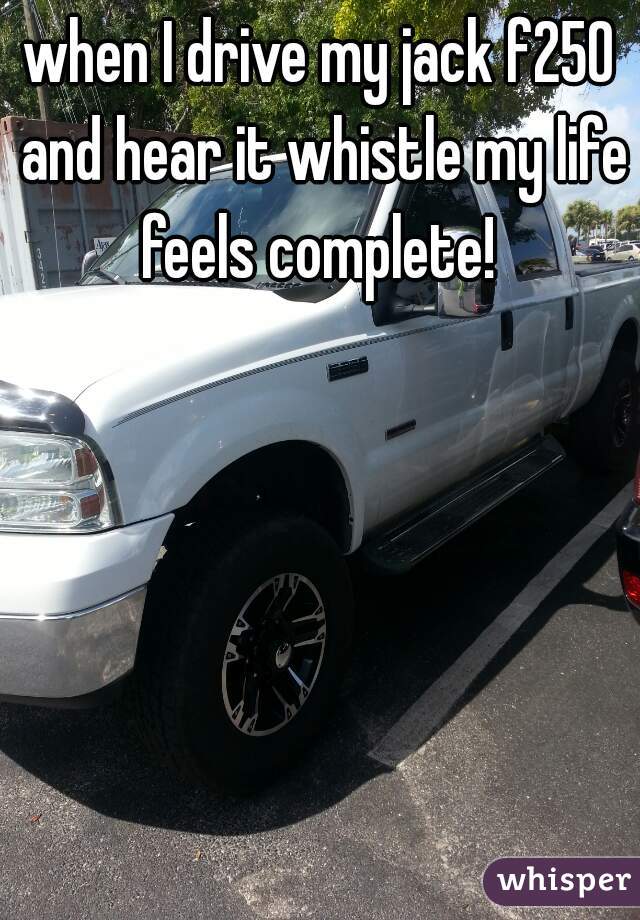 when I drive my jack f250 and hear it whistle my life feels complete! 