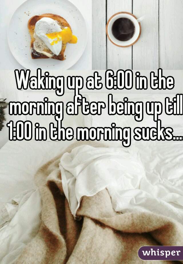 Waking up at 6:00 in the morning after being up till 1:00 in the morning sucks....