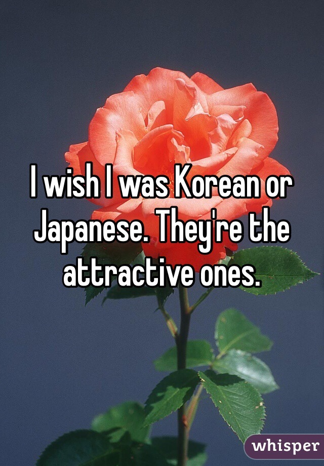 I wish I was Korean or Japanese. They're the attractive ones. 