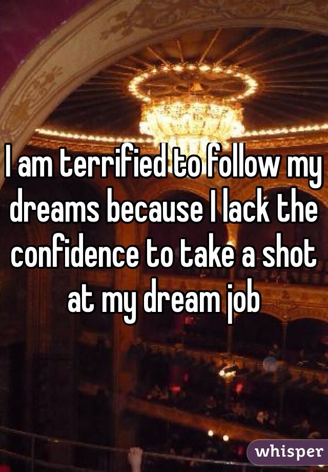 I am terrified to follow my dreams because I lack the confidence to take a shot at my dream job
