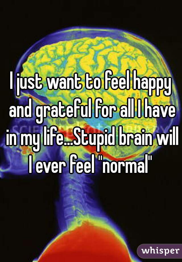I just want to feel happy and grateful for all I have in my life...Stupid brain will I ever feel "normal" 