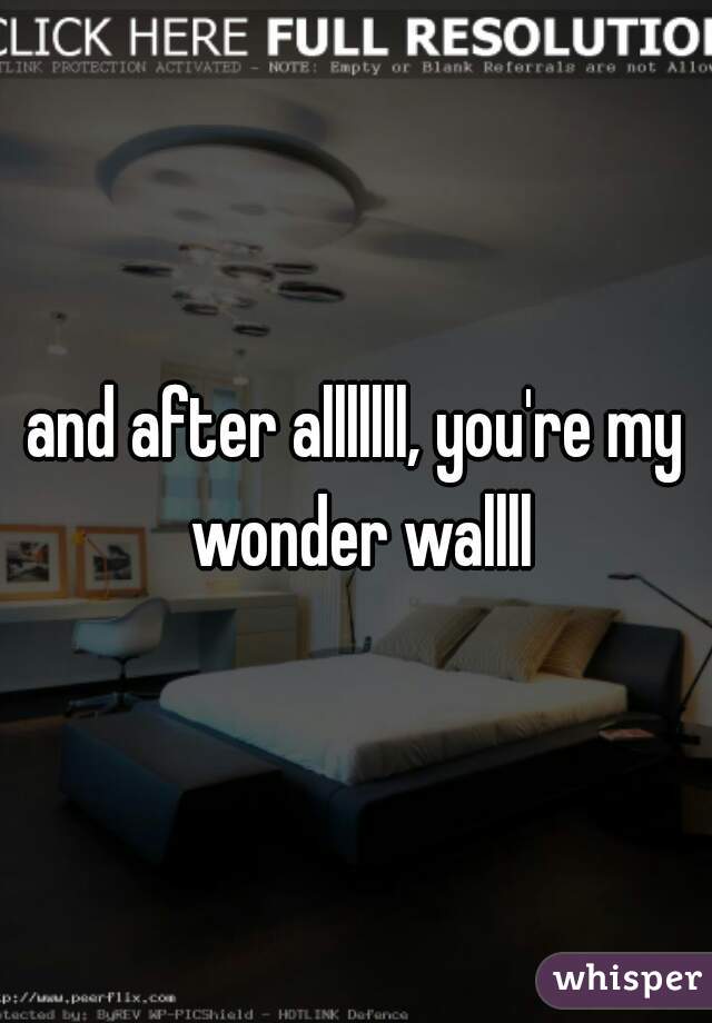 and after alllllll, you're my wonder wallll