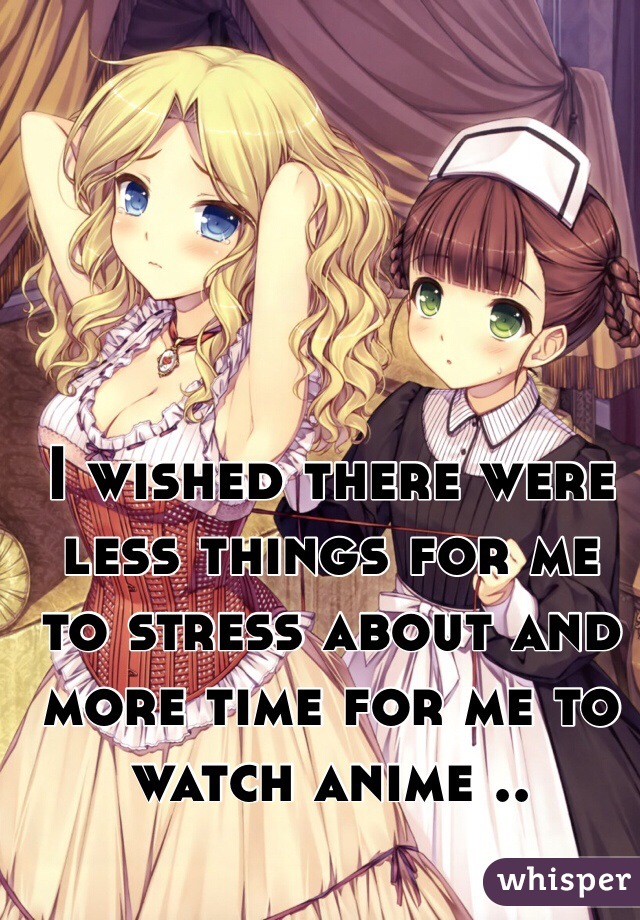 I wished there were less things for me to stress about and more time for me to watch anime .. 