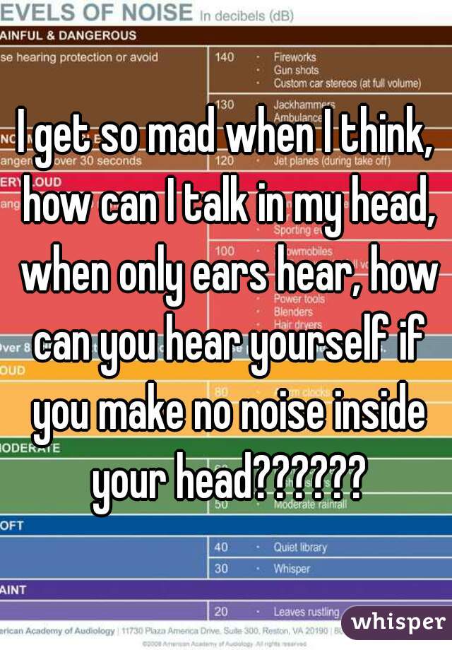 I get so mad when I think, how can I talk in my head, when only ears hear, how can you hear yourself if you make no noise inside your head??????