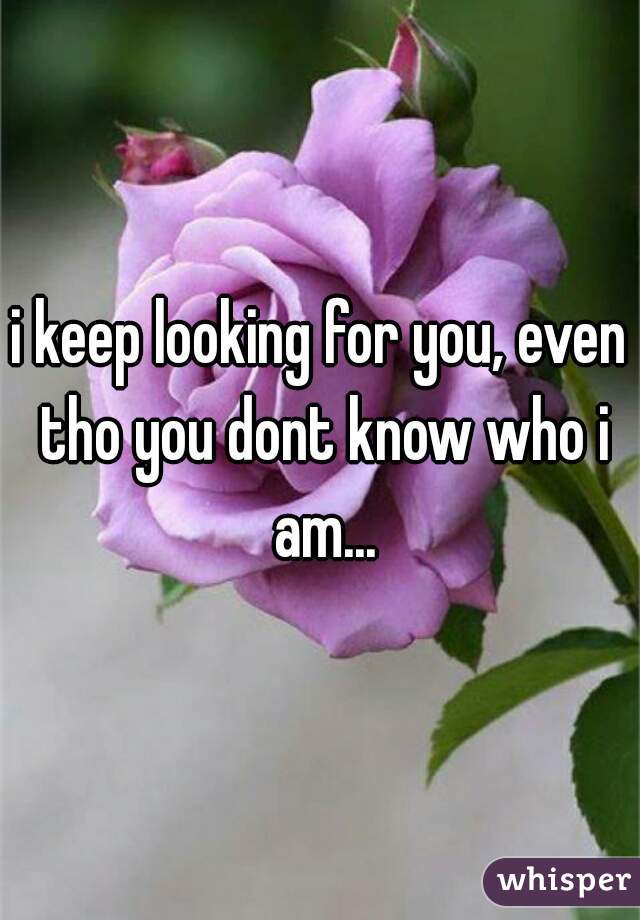 i keep looking for you, even tho you dont know who i am...