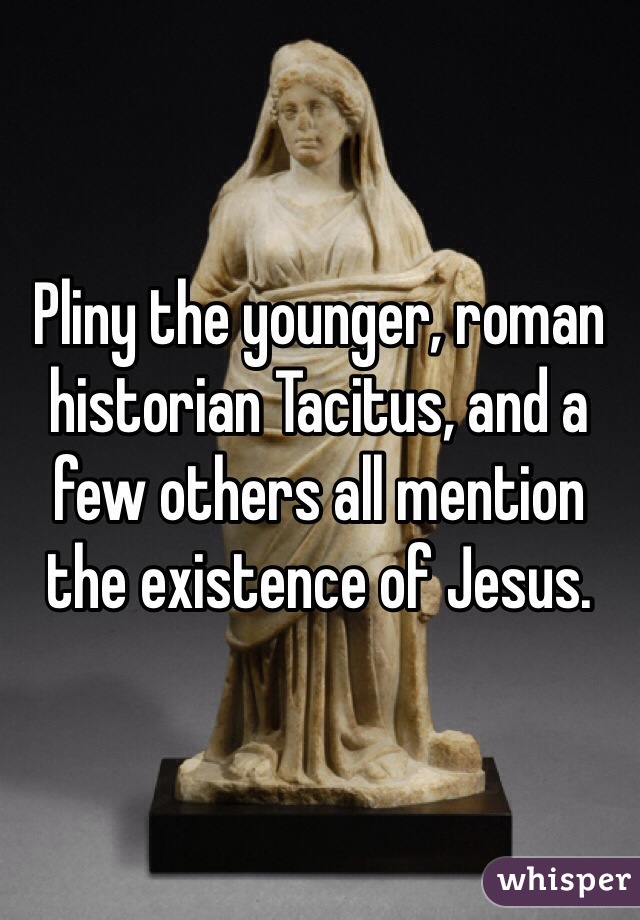 Pliny the younger, roman historian Tacitus, and a few others all mention the existence of Jesus. 