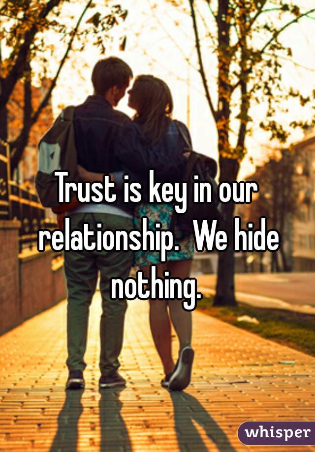 Trust is key in our relationship.  We hide nothing. 