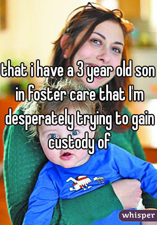 that i have a 3 year old son in foster care that I'm desperately trying to gain custody of