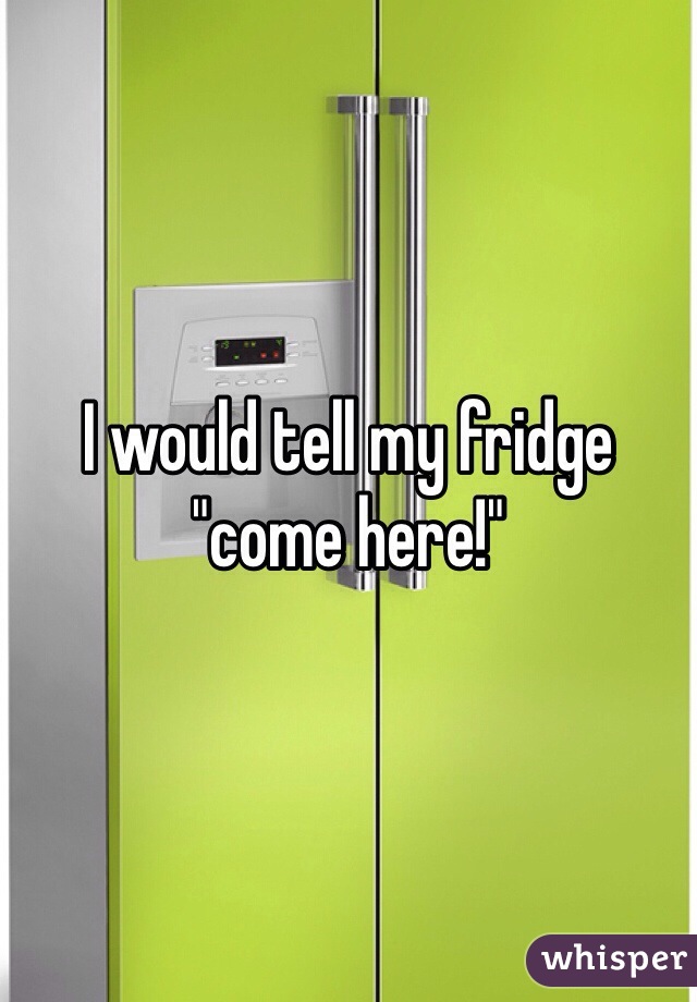 I would tell my fridge "come here!"