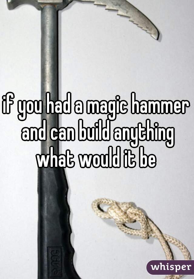 if you had a magic hammer and can build anything what would it be 
