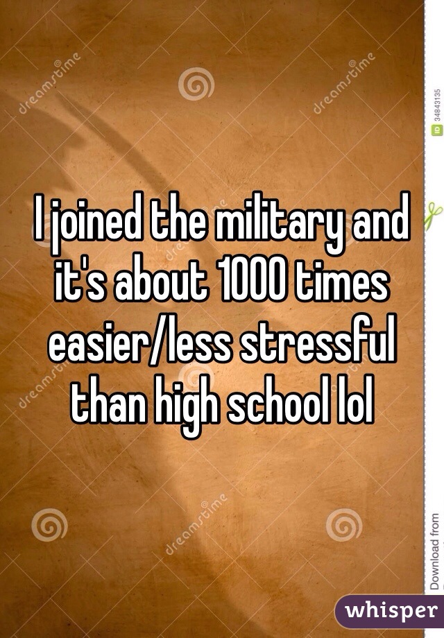 I joined the military and it's about 1000 times easier/less stressful than high school lol