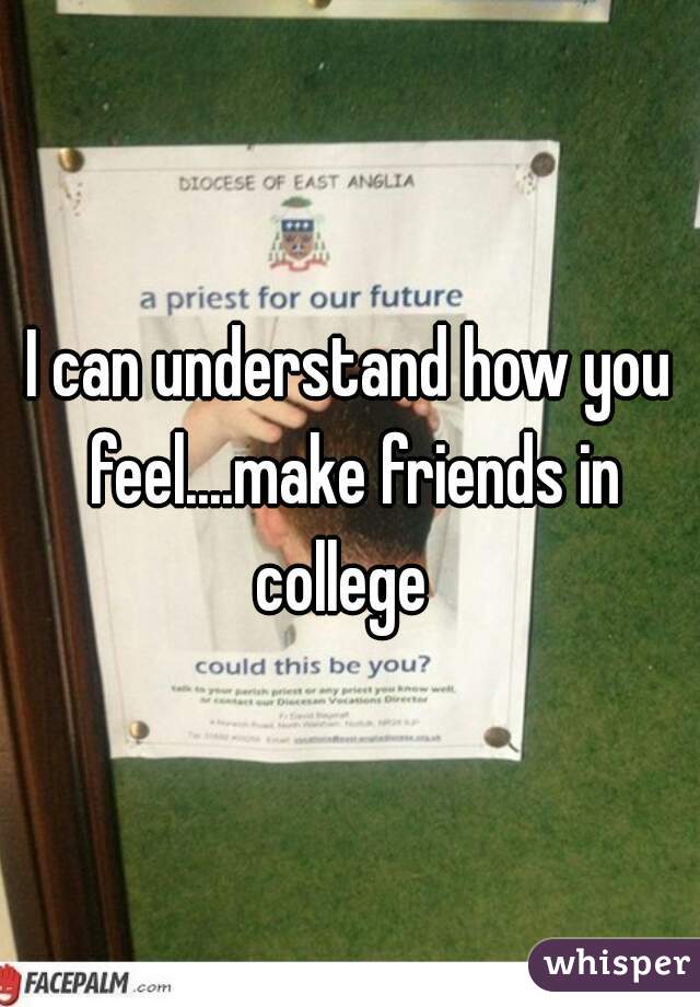 I can understand how you feel....make friends in college  
