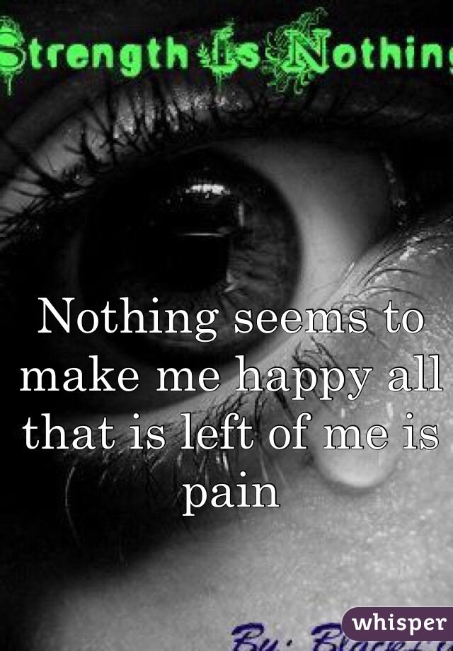 Nothing seems to make me happy all that is left of me is pain 