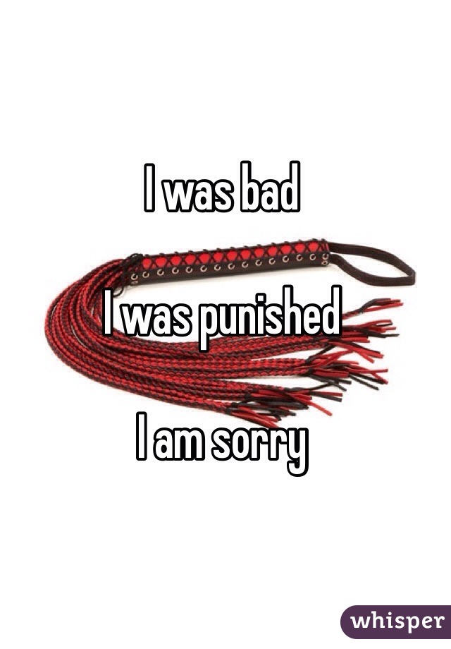 I was bad

I was punished

I am sorry 