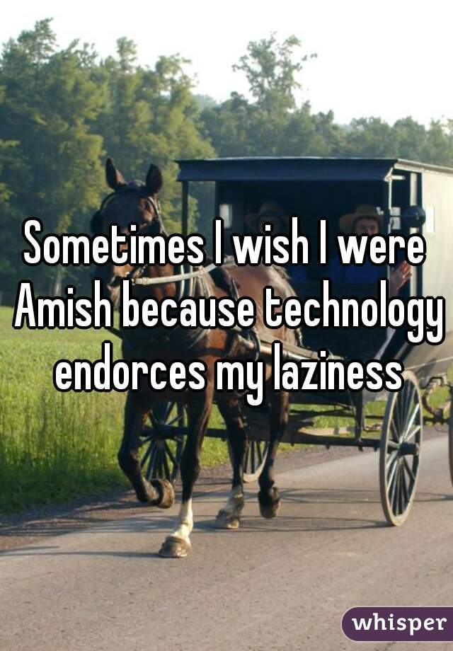 Sometimes I wish I were Amish because technology endorces my laziness