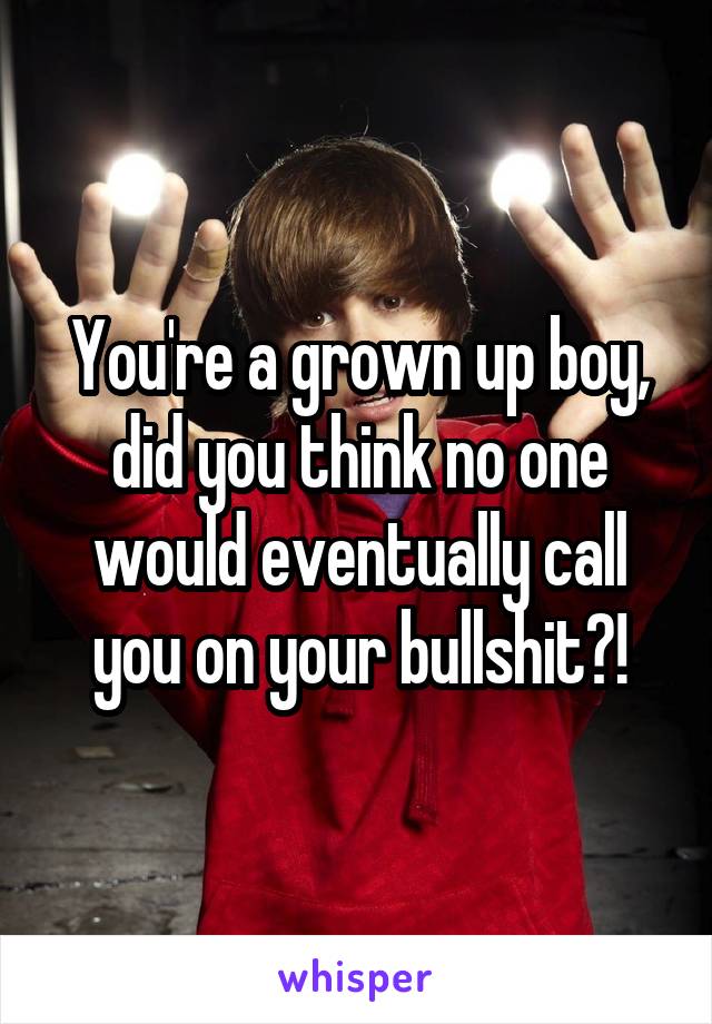 You're a grown up boy, did you think no one would eventually call you on your bullshit?!