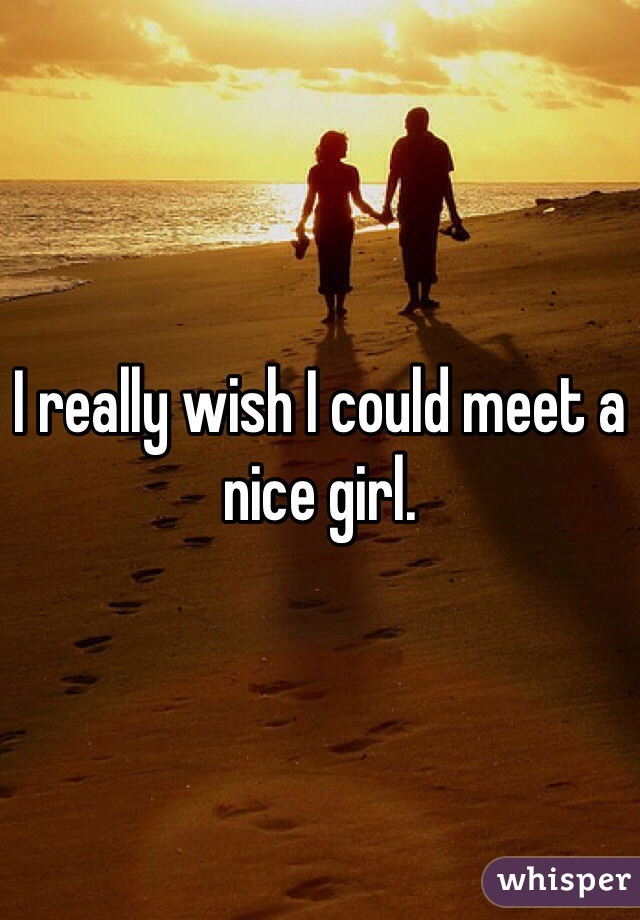 I really wish I could meet a nice girl.