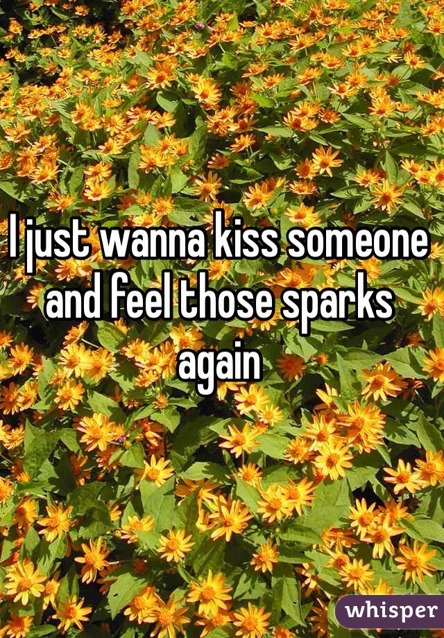 I just wanna kiss someone and feel those sparks again 