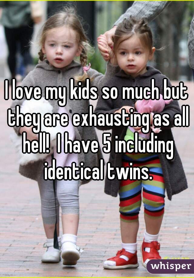 I love my kids so much but they are exhausting as all hell!  I have 5 including identical twins.