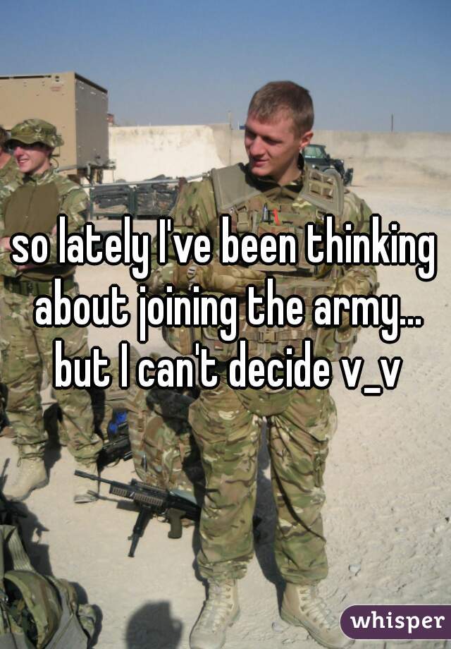so lately I've been thinking about joining the army... but I can't decide v_v