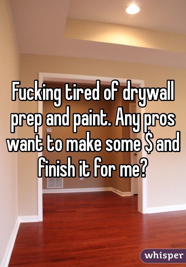 Fucking tired of drywall prep and paint. Any pros want to make some $ and finish it for me?