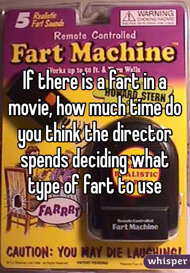 If there is a fart in a movie, how much time do you think the director spends deciding what type of fart to use