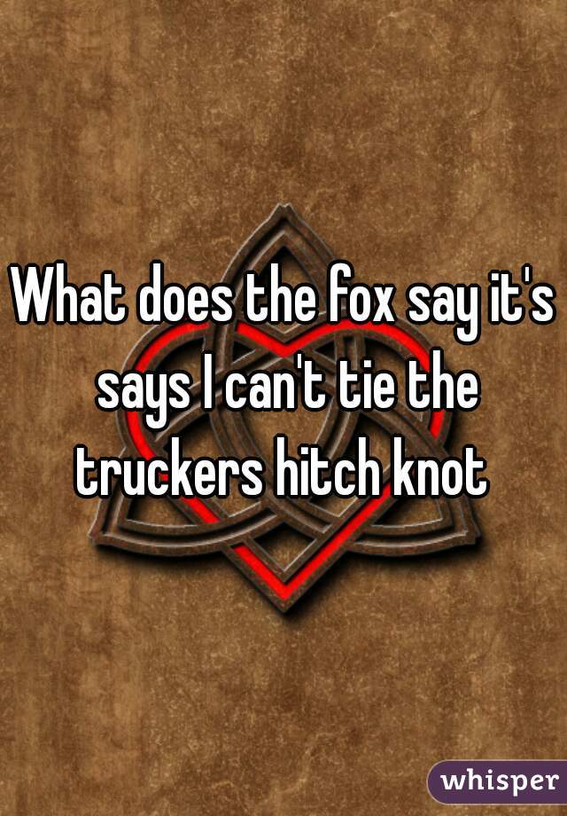 What does the fox say it's says I can't tie the truckers hitch knot 