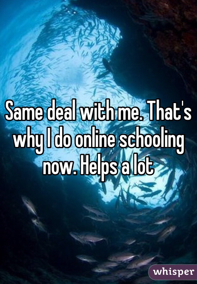 Same deal with me. That's why I do online schooling now. Helps a lot