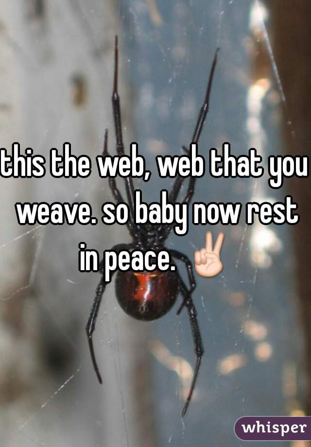 this the web, web that you weave. so baby now rest in peace. ✌
