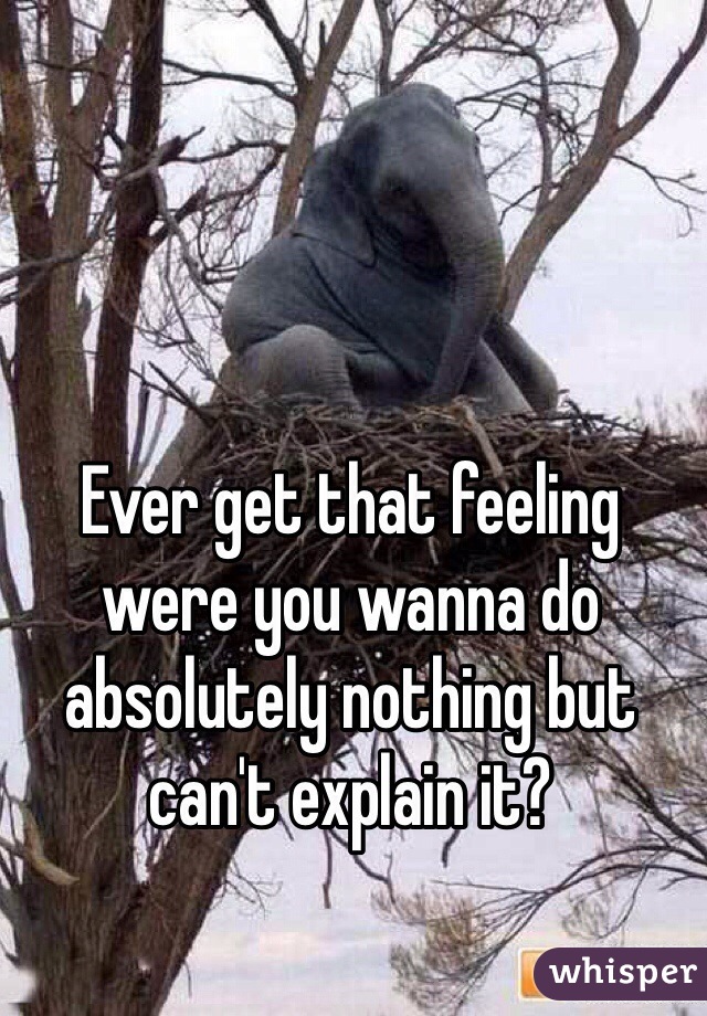Ever get that feeling were you wanna do absolutely nothing but can't explain it?