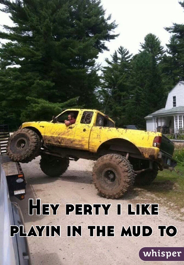 Hey perty i like playin in the mud to 