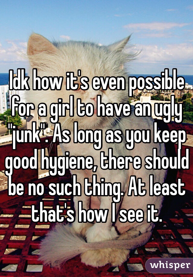 Idk how it's even possible for a girl to have an ugly "junk". As long as you keep good hygiene, there should be no such thing. At least that's how I see it.