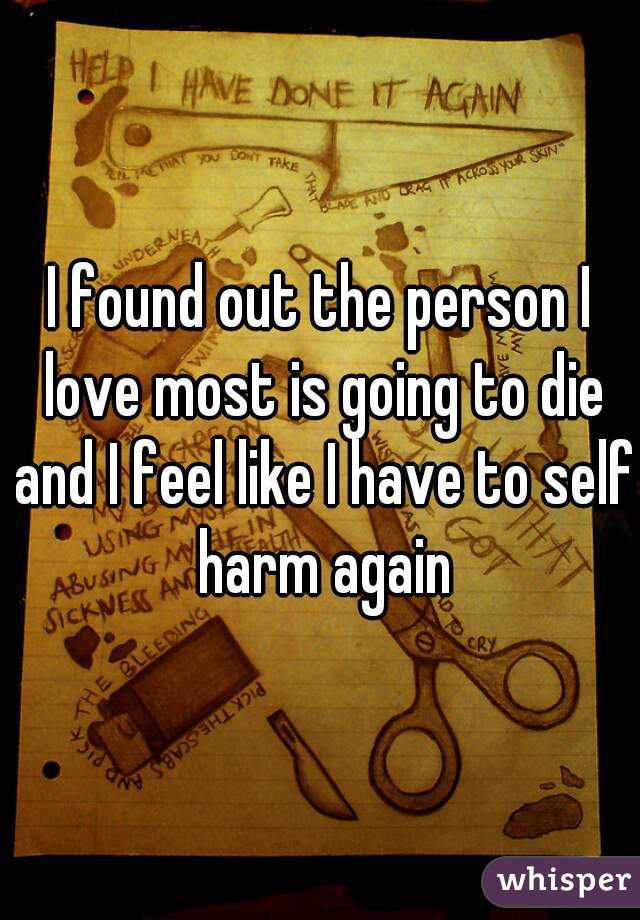 I found out the person I love most is going to die and I feel like I have to self harm again
