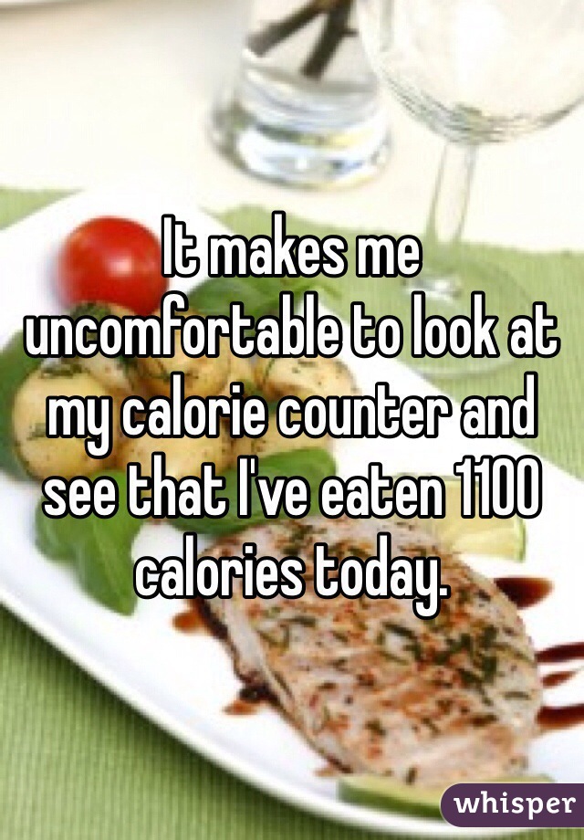 It makes me uncomfortable to look at my calorie counter and see that I've eaten 1100 calories today.