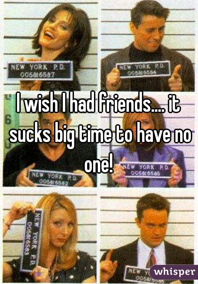 I wish I had friends.... it sucks big time to have no one! 