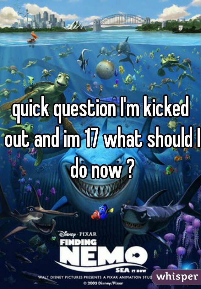 quick question I'm kicked out and im 17 what should I do now ?