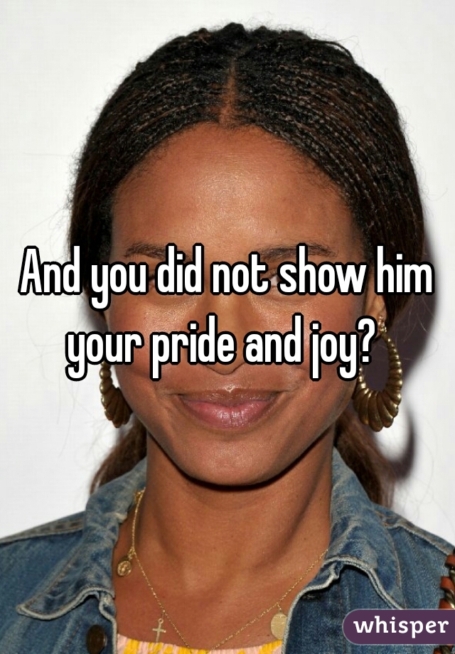 And you did not show him your pride and joy?  