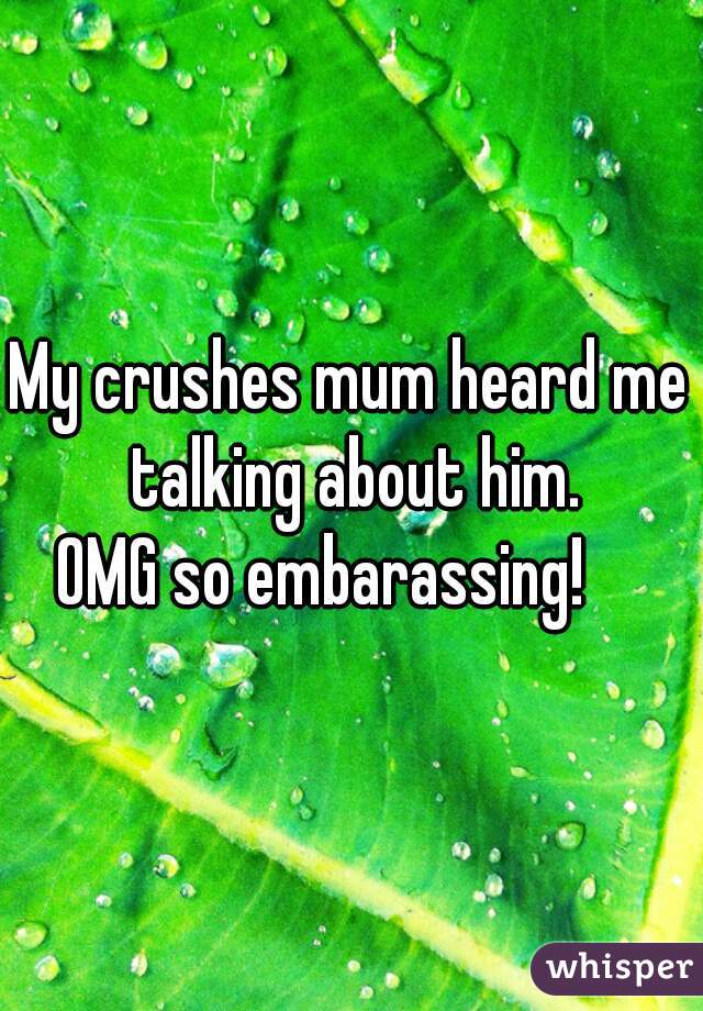 My crushes mum heard me talking about him.
OMG so embarassing!    