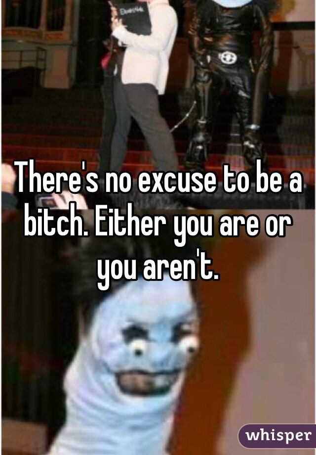 There's no excuse to be a bitch. Either you are or you aren't. 