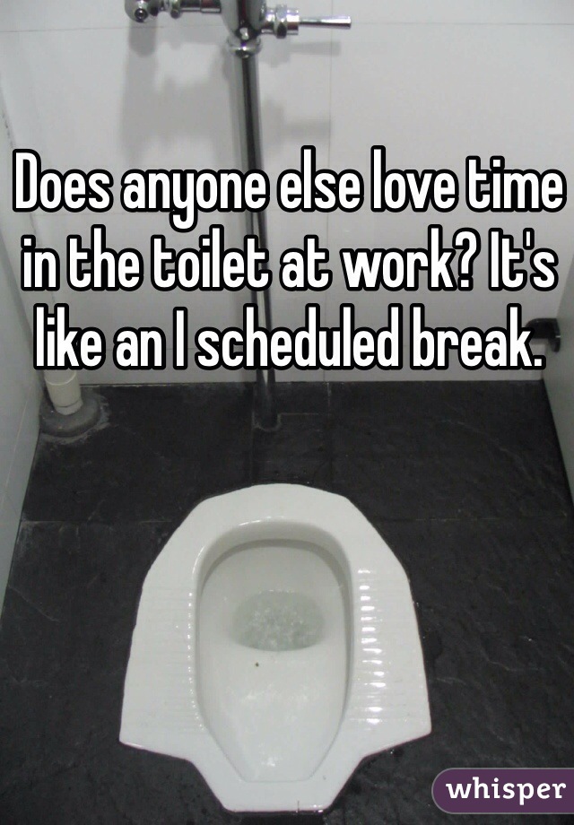 Does anyone else love time in the toilet at work? It's like an I scheduled break. 