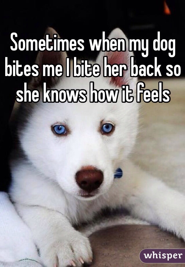 Sometimes when my dog bites me I bite her back so she knows how it feels 
