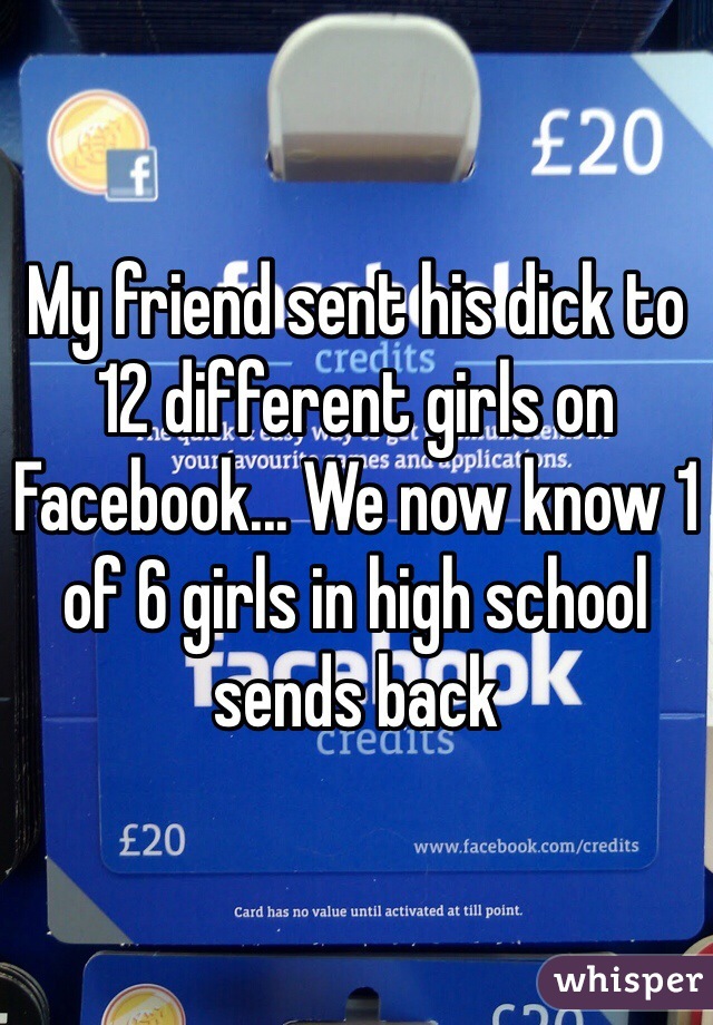 My friend sent his dick to 12 different girls on Facebook... We now know 1 of 6 girls in high school sends back