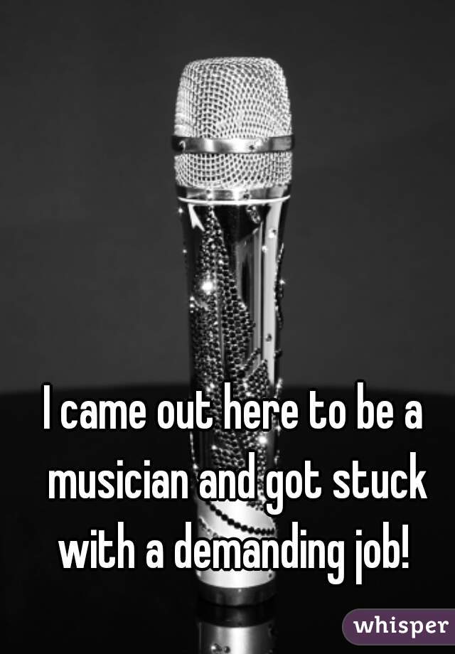 I came out here to be a musician and got stuck with a demanding job! 
