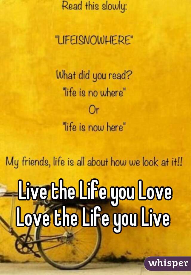 Live the Life you Love
Love the Life you Live 