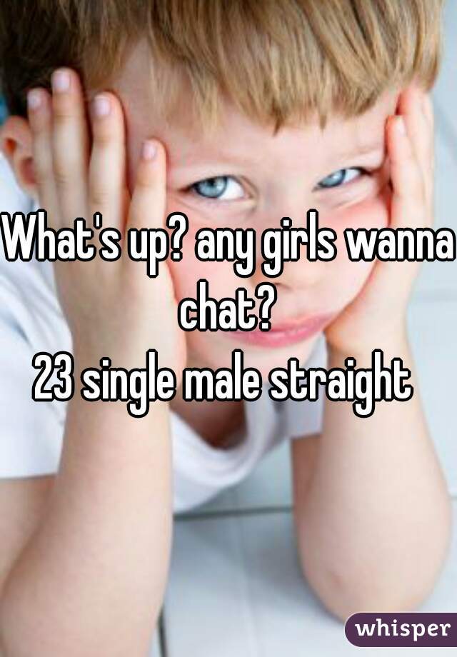 What's up? any girls wanna chat? 
23 single male straight 