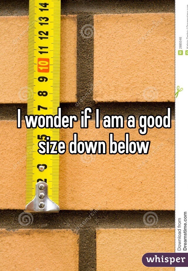 I wonder if I am a good size down below 
